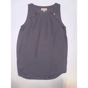 LOFT Outlet Petite Black Sleeveless Embellished Pleated Tank Top XXSP